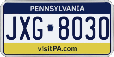 PA license plate JXG8030