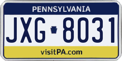 PA license plate JXG8031