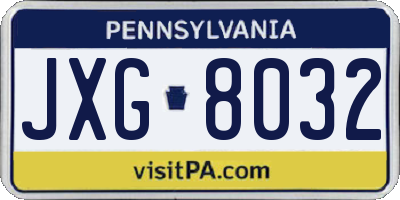 PA license plate JXG8032