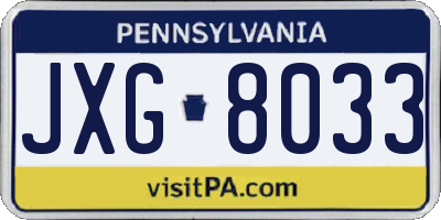 PA license plate JXG8033