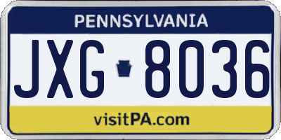 PA license plate JXG8036
