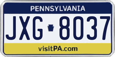 PA license plate JXG8037