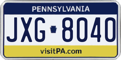 PA license plate JXG8040