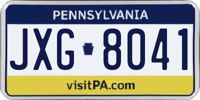 PA license plate JXG8041
