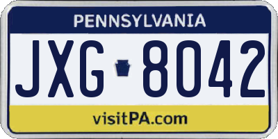 PA license plate JXG8042