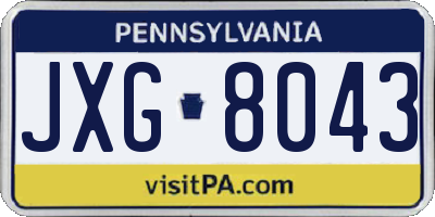 PA license plate JXG8043