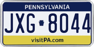PA license plate JXG8044
