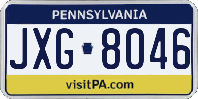 PA license plate JXG8046