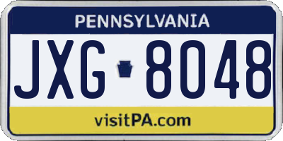 PA license plate JXG8048