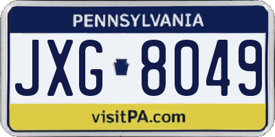 PA license plate JXG8049