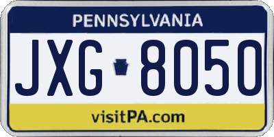 PA license plate JXG8050