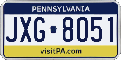 PA license plate JXG8051