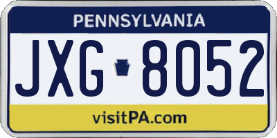 PA license plate JXG8052