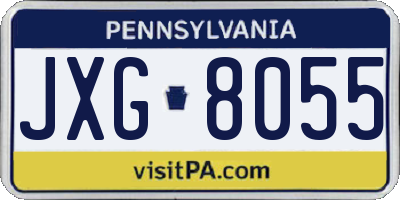 PA license plate JXG8055