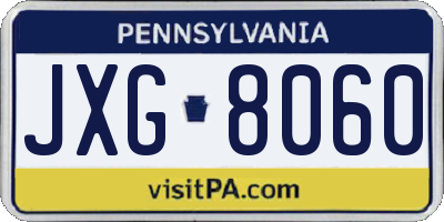 PA license plate JXG8060