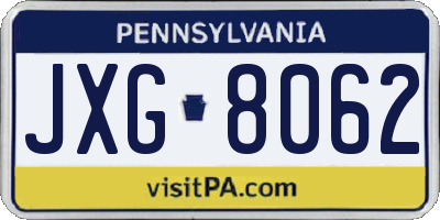 PA license plate JXG8062