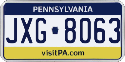PA license plate JXG8063