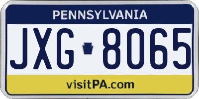 PA license plate JXG8065
