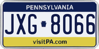 PA license plate JXG8066