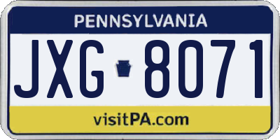 PA license plate JXG8071