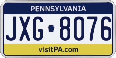 PA license plate JXG8076