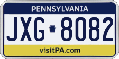 PA license plate JXG8082