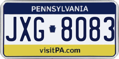 PA license plate JXG8083