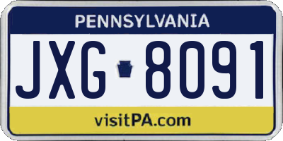 PA license plate JXG8091