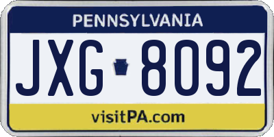 PA license plate JXG8092