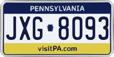 PA license plate JXG8093