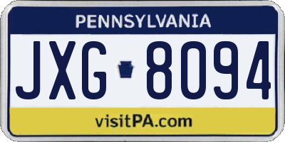 PA license plate JXG8094