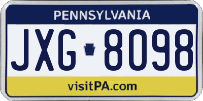 PA license plate JXG8098
