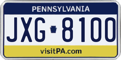 PA license plate JXG8100