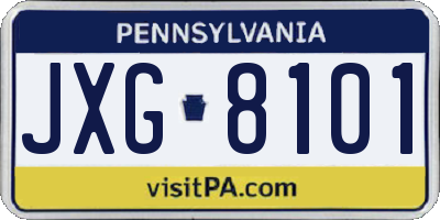 PA license plate JXG8101