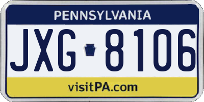 PA license plate JXG8106