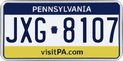 PA license plate JXG8107