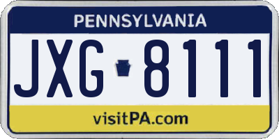 PA license plate JXG8111