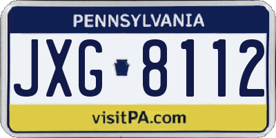 PA license plate JXG8112