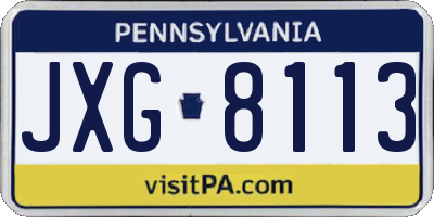 PA license plate JXG8113
