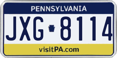 PA license plate JXG8114
