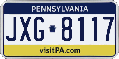 PA license plate JXG8117