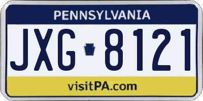 PA license plate JXG8121