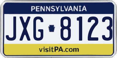 PA license plate JXG8123