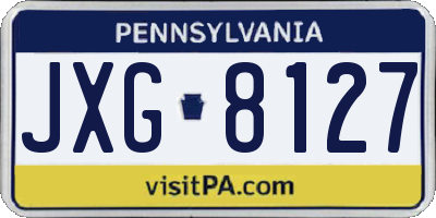 PA license plate JXG8127