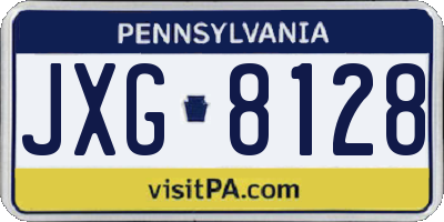 PA license plate JXG8128