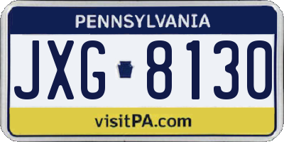 PA license plate JXG8130