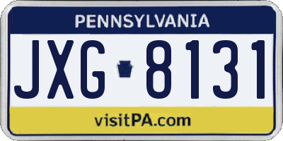 PA license plate JXG8131