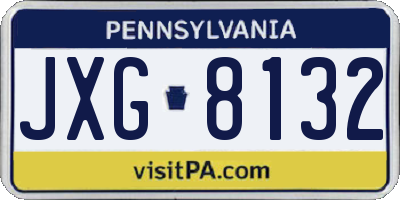 PA license plate JXG8132