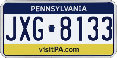 PA license plate JXG8133