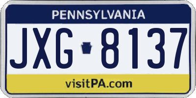PA license plate JXG8137